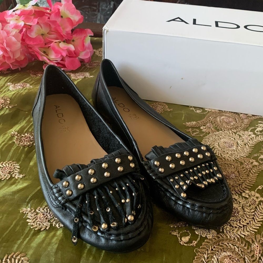 Aldo Black Studded Flats